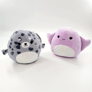 Squishmallows Ocean Animals Plush Lot Aziza the Stingray Isis the Spotted Seal